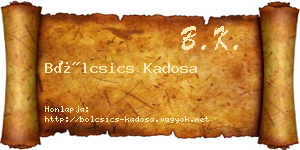 Bölcsics Kadosa névjegykártya